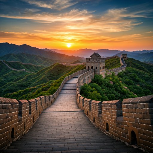 The Great Wall of China at Sunset