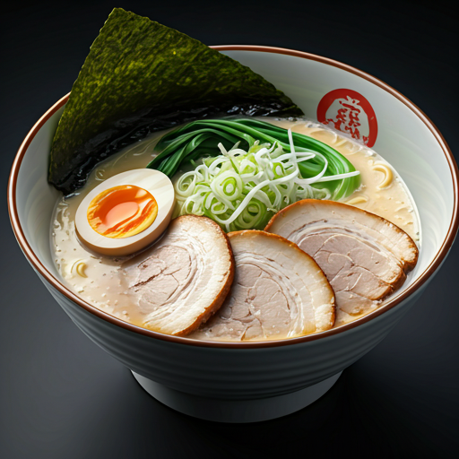 A close-up of a steaming bowl of Tonkotsu Ramen with creamy white pork bone broth, soft-boiled ajitama egg, chashu pork slices, green onions, and nori.
